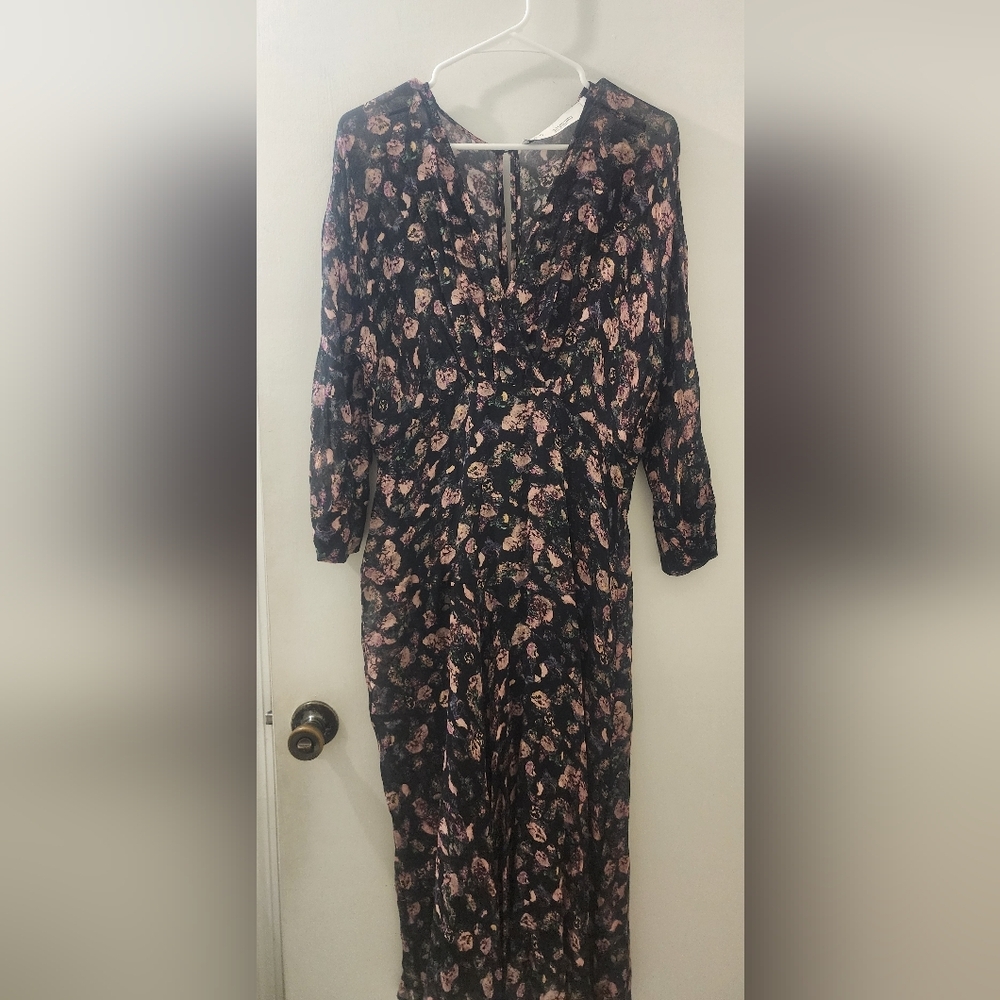 Iro Floral Black and Pink Women's Dress, Size 40, Viscose.